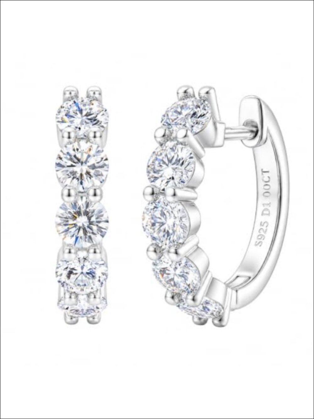 Moissanite Hoop Earrings S925 Sterling Silver Huggie Earring for Women